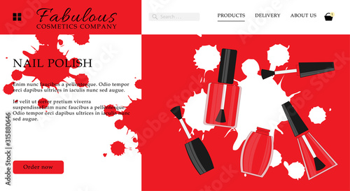 Cosmetic shop web site template. Modern illustration for design and web.