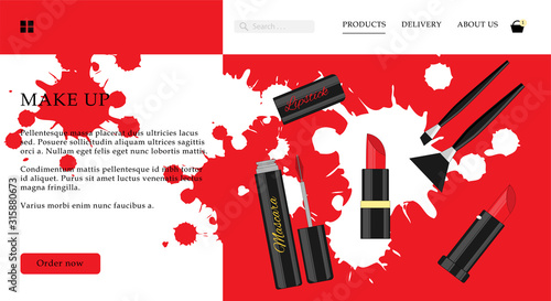 Cosmetic shop web site template. Modern illustration for design and web.
