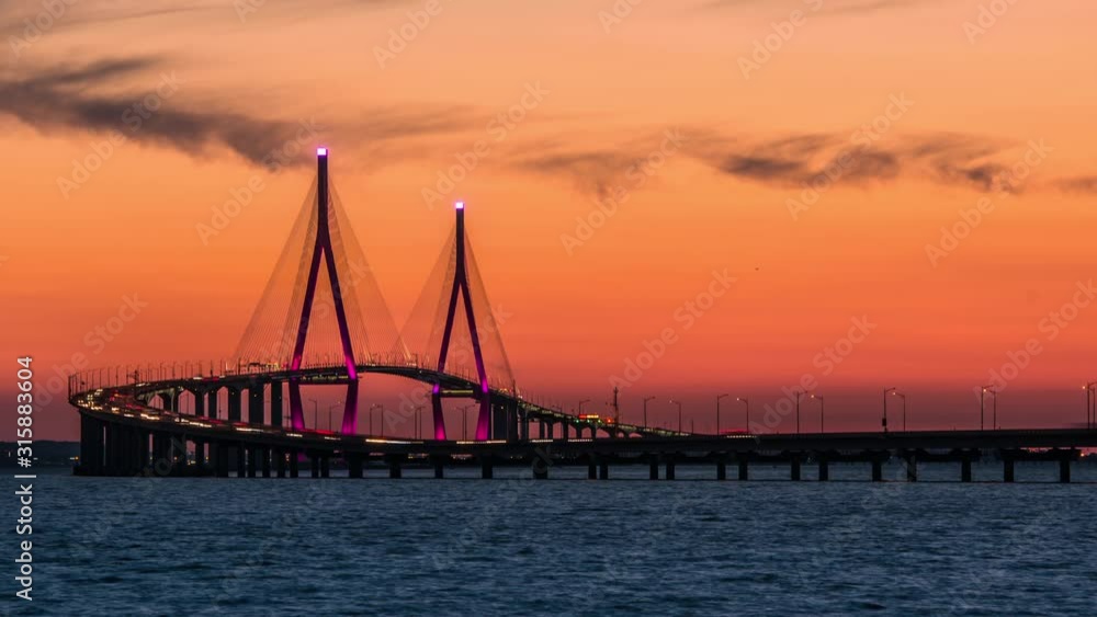 Timelapse 4k. Of incheon bridge at Incheon sea, South Korea Timelapse 4k. Of incheon bridge at Incheon sea, South Korea