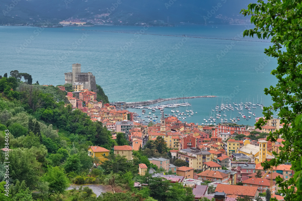 Panorama of Lerici on the Gulf of La Spezia Liguria Italy