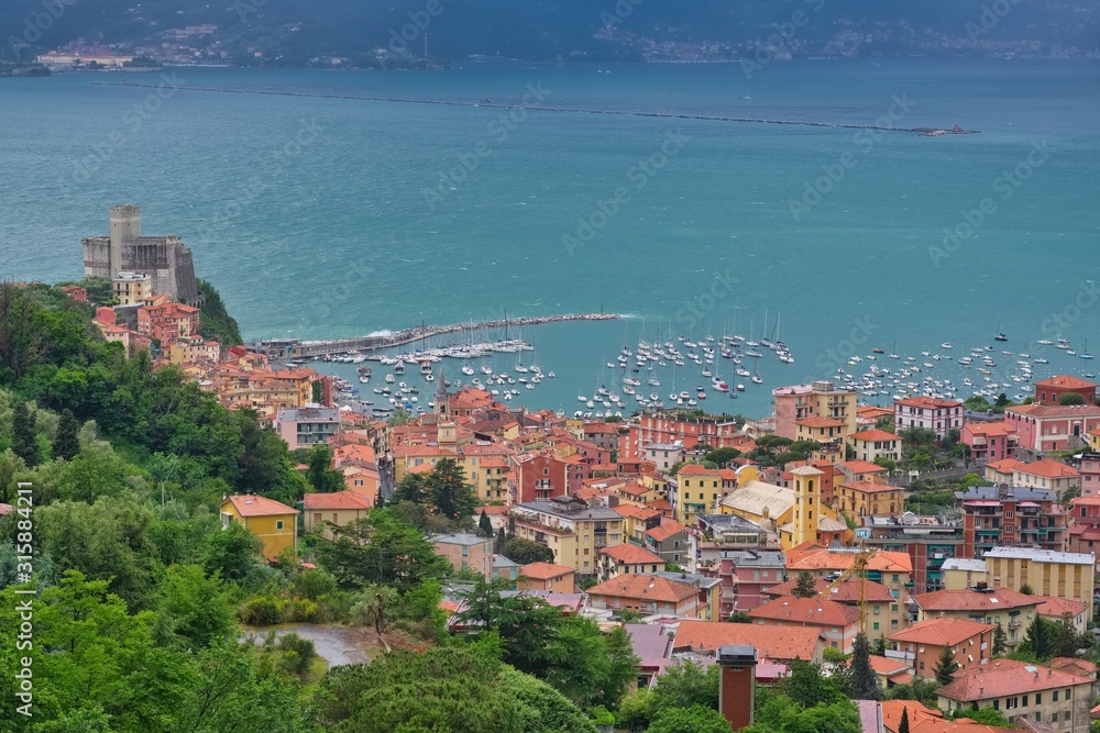 Panorama of Lerici on the Gulf of La Spezia Liguria Italy