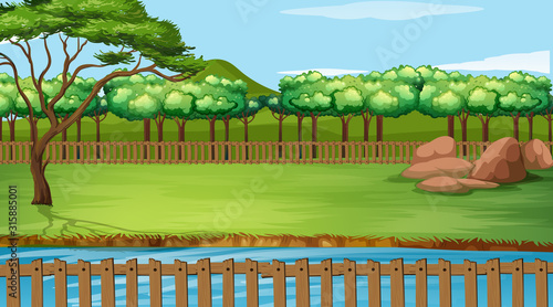 Background scene with green grass in the park