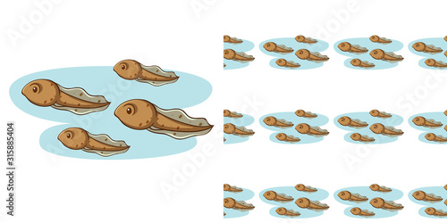 Seamless background design with little tadpoles