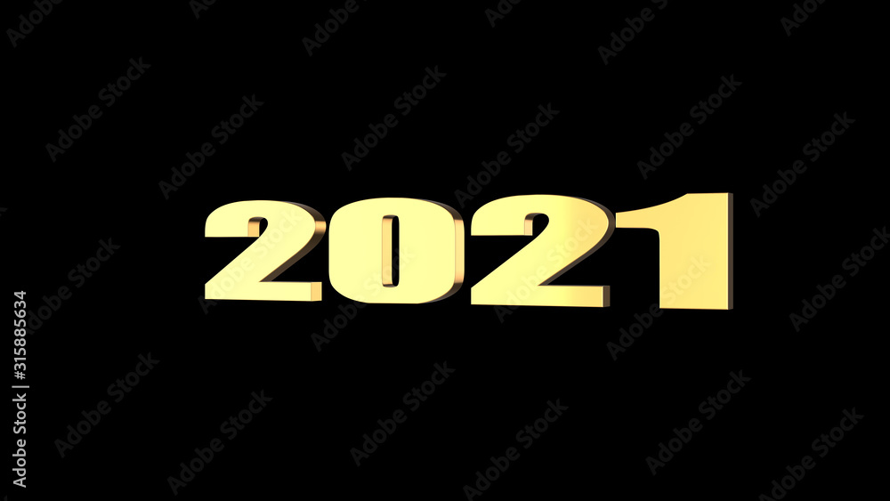 3d rendering of 3D 2021 wording with black background 3d rendering of 3D 2021 wording with black background