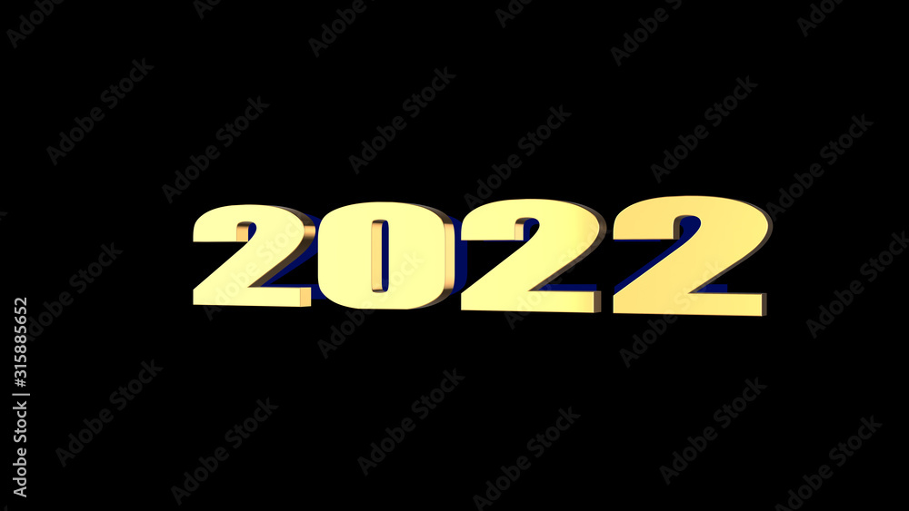 3d rendering of 3D 2022 wording with black background 3d rendering of 3D 2022 wording with black background