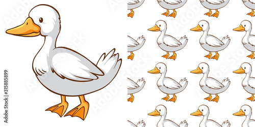 Seamless background design with cute duck photo