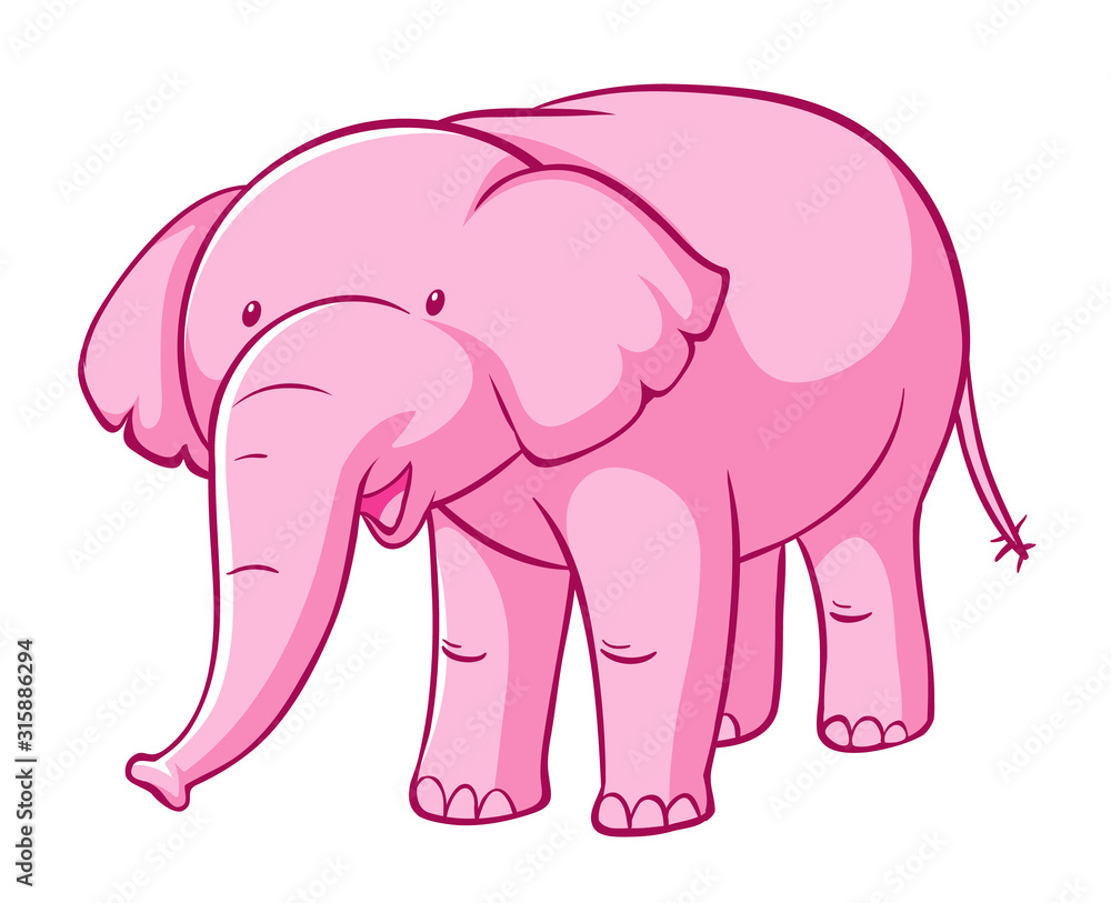 Obraz premium Pink elephant on white background