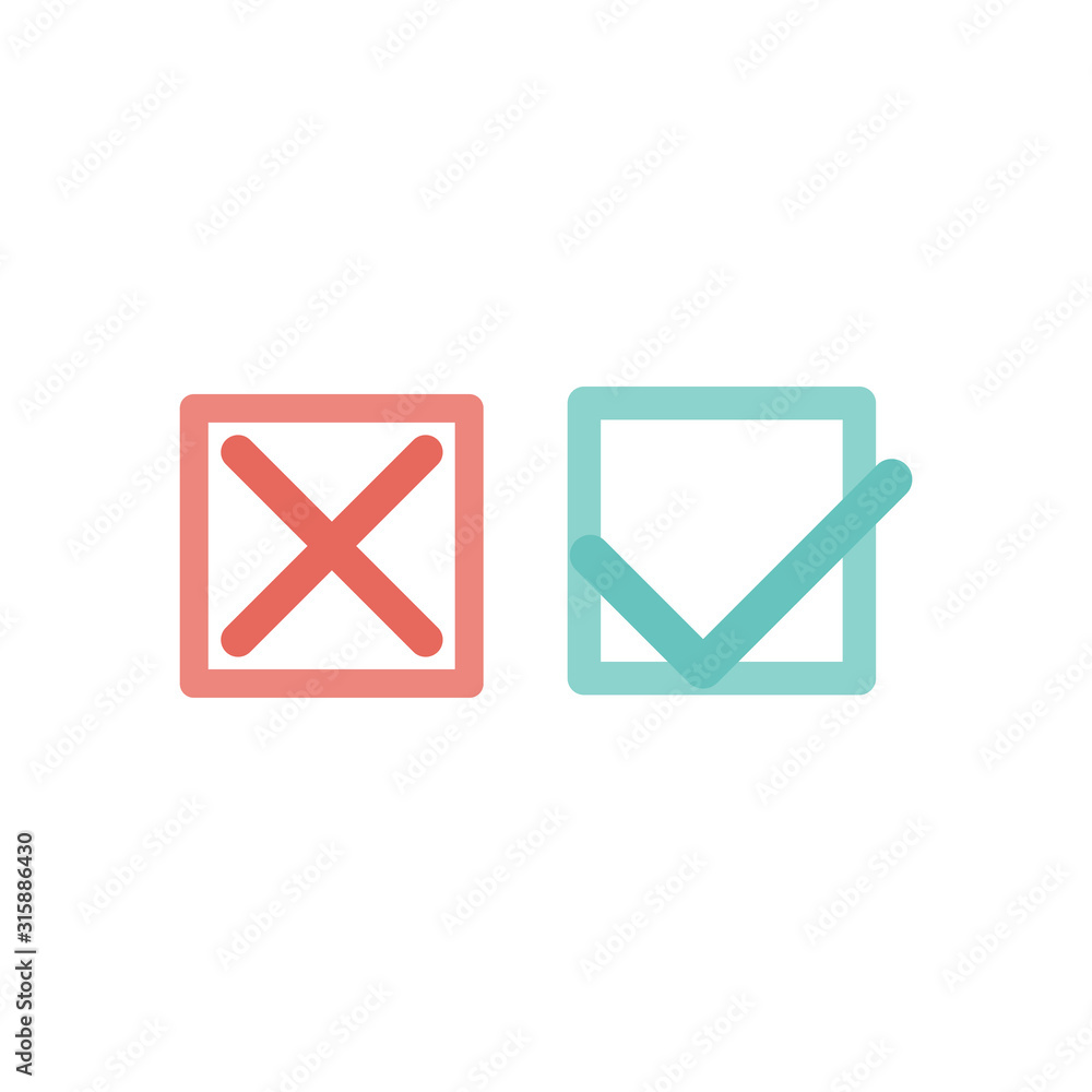 Checkmark and cross flat vector icons Checkmark and cross flat vector icons