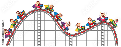 Happy monkeys riding on roller coaster