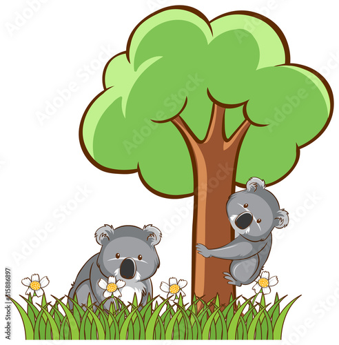 Canvas Print Isolated picture of koalas in garden