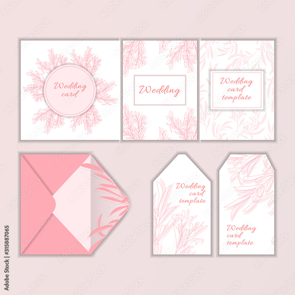 Wedding vector card template. Modern illustration for design and web.