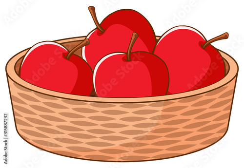Basket of red apples on white background