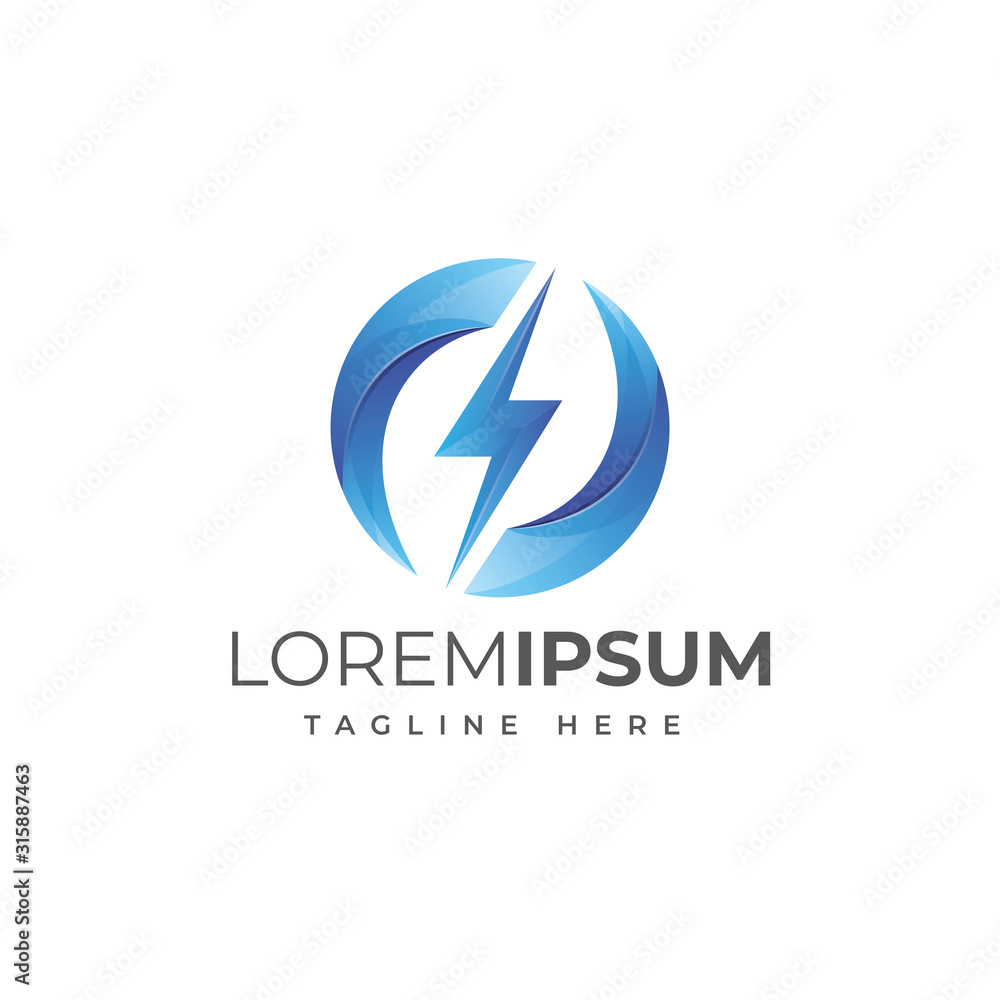 Lightning Energy Circle Logo Vector Lightning Energy Circle Logo Vector