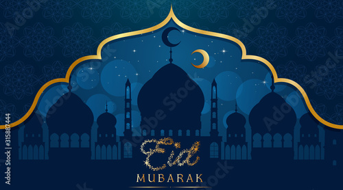 Background design for Muslim festival Eid Mubarak