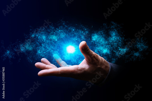 mano, palmo, universo, cosmo photo