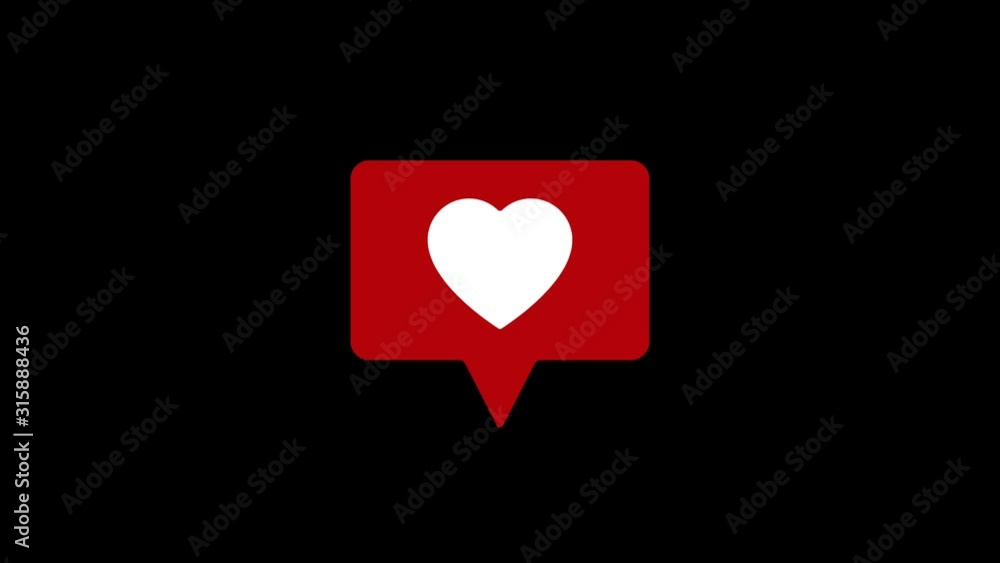 Animated social media red heart icon with alpha channel in 4k Animated social media red heart icon with alpha channel in 4k