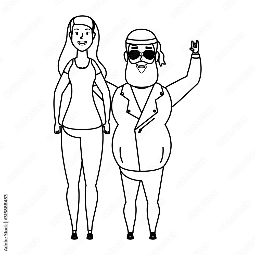 motorcyclist man with woman characters motorcyclist man with woman characters