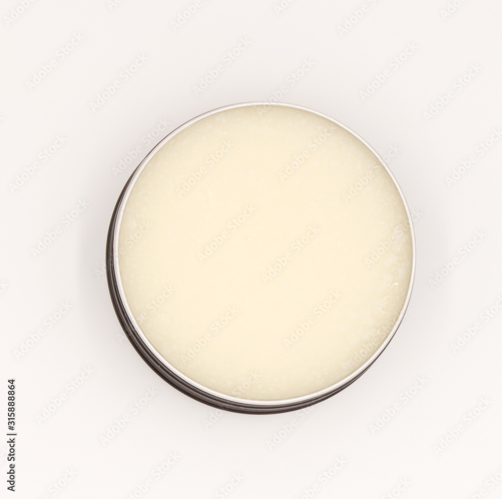 blank packaging aluminum balm jar for cosmetic product design mock-up  on white background