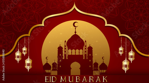 Background design for Muslim festival Eid Mubarak