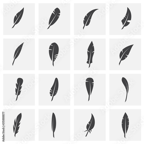 Feather icons set on background for graphic and web design. Creative illustration concept symbol for web or mobile app © Viktorija