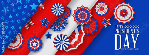 Presidents' Day. Presidents Day poster. Happy Presidents Day Background and symbols with USA flag. Vector illustration - Presidents' Day in the United States.