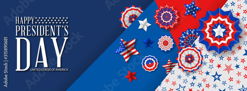 Presidents' Day. Presidents Day poster. Happy Presidents Day Background and symbols with USA flag. Vector illustration - Presidents' Day in the United States.