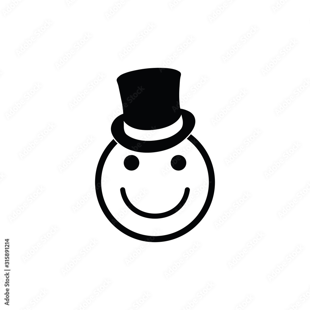 smile icon/ Happy face/ line style icon/ black vector symbol of smile. smile icon with hat. logo for company smile icon/ Happy face/ line style icon/ black vector symbol of smile. smile icon with hat. logo for company