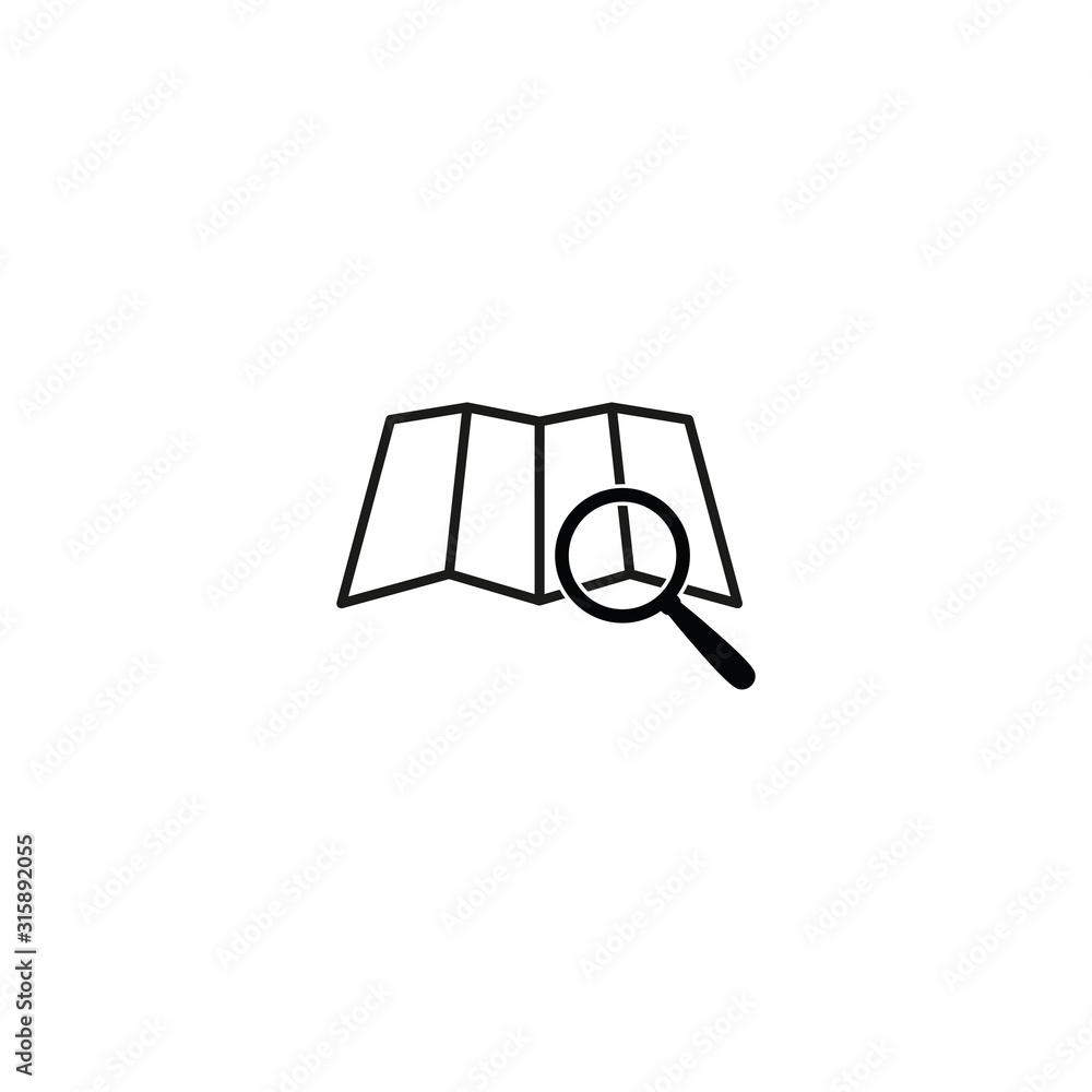 map icon with search icon vector. direction icon map icon with search icon vector. direction icon