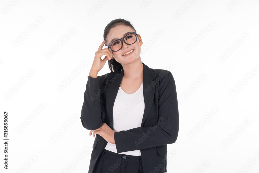 An attractive woman wearing business attire with various expressions isolated on white background. Suitable for image cut out and manipulation works for technology, business or finance theme. An attractive woman wearing business attire with various expressions isolated on white background. Suitable for image cut out and manipulation works for technology, business or finance theme.