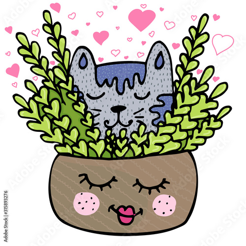 MobileVector illustration for Valentine's Day. Lovely cat in love. Ideal for gift and paper products