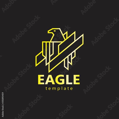 Eagle logo lines style shield emblem vector