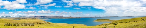 Panorama of Sterkfontein Dam reservoir on a sunny day, South Africa