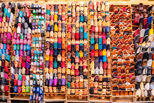 Moroccan market (souk) in the old town (medina) of Fes, Morocco  photo