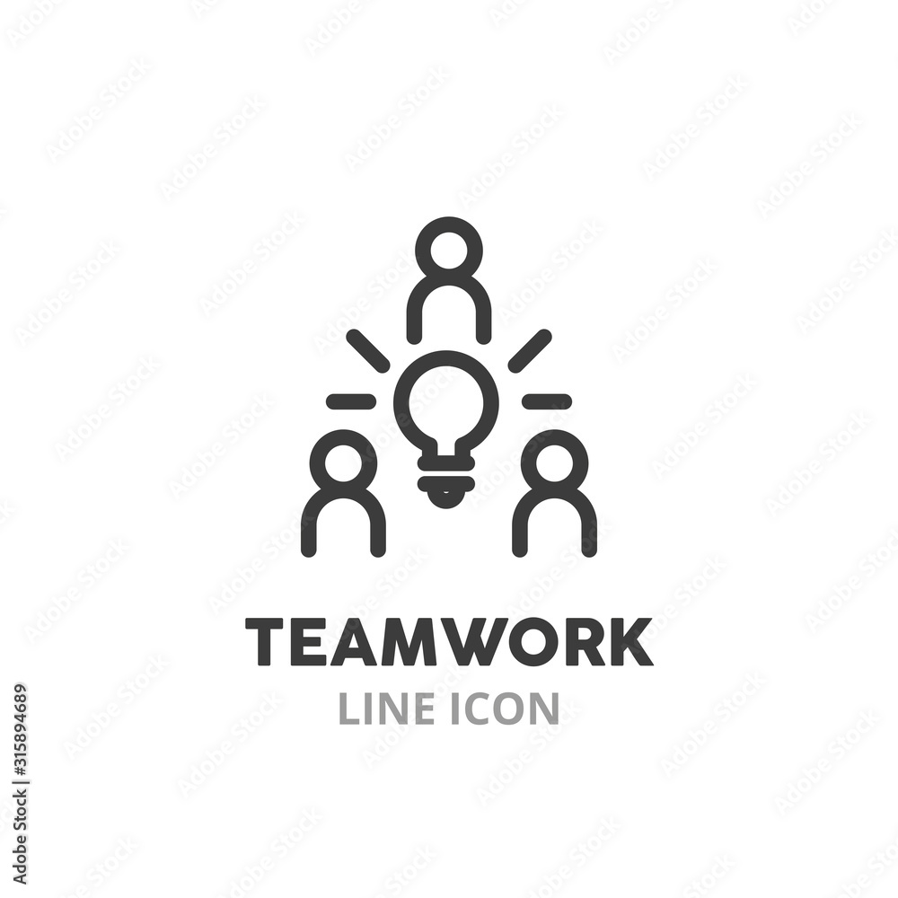 Teamwork symbol line icon. Concept of cooperating, working in team. Vector illustration symbol elements for web design. Teamwork symbol line icon. Concept of cooperating, working in team. Vector illustration symbol elements for web design.