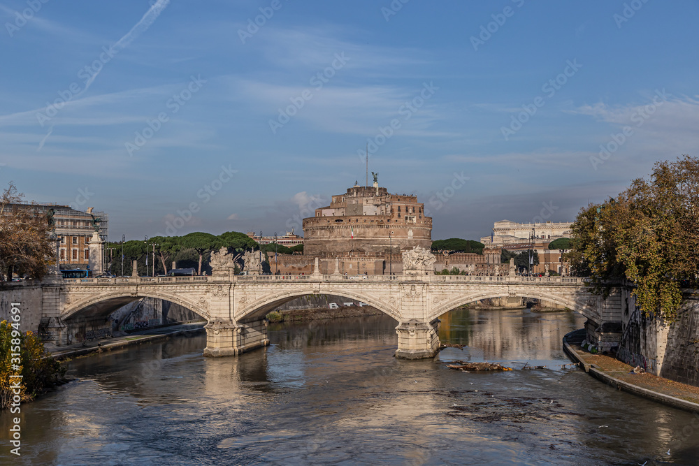 Vittorio Emanuele II bridge in Rome, Italy