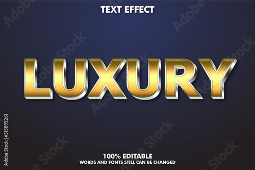 Luxury text effect with 3D extrude, golden amd silver font template