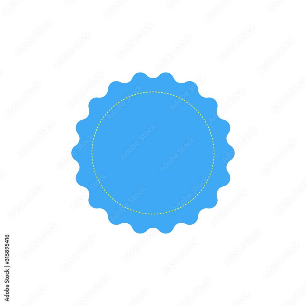 Blue flat vector badge,sticker illustration isolated on a white background.Vector starburst, sunburst badge. Blue flat vector badge,sticker illustration isolated on a white background.Vector starburst, sunburst badge.