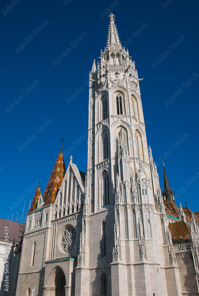 Facade of Mattias church in the castle district of Budapest