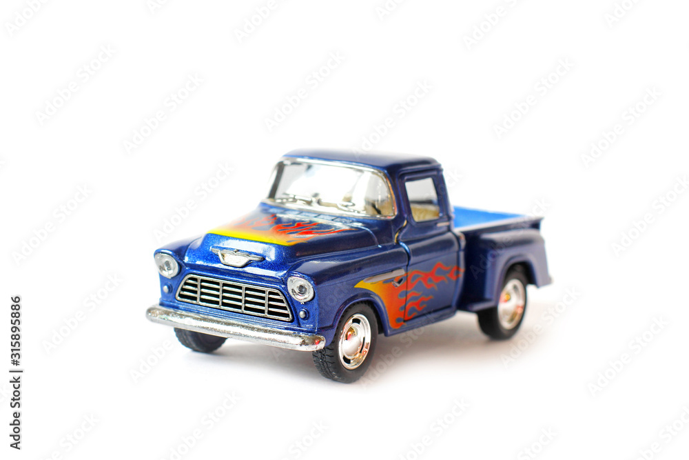 Blue car on a white background