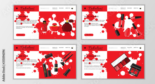 Cosmetic shop web site templates. Modern illustration for design and web.