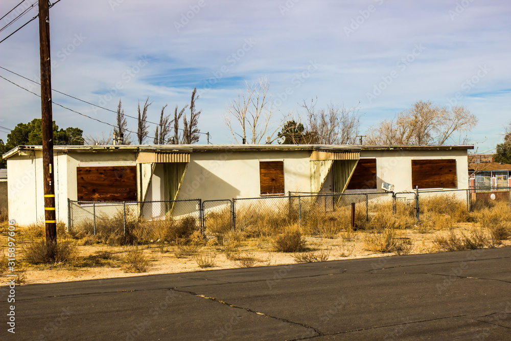 Abandoned Duplex With Boarded Up Windows Abandoned Duplex With Boarded Up Windows