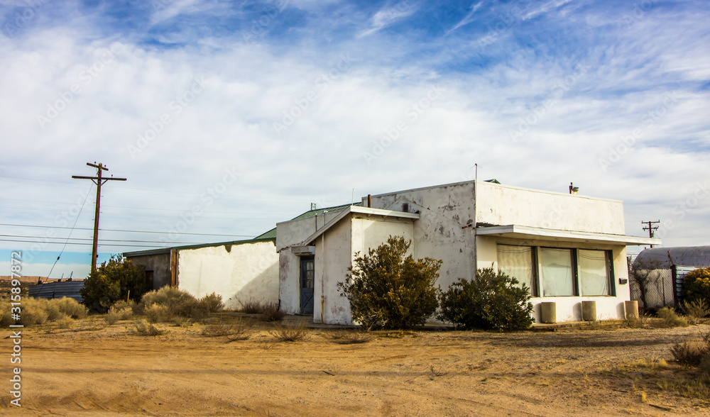 Damaged Building In Depressed High Desert Town