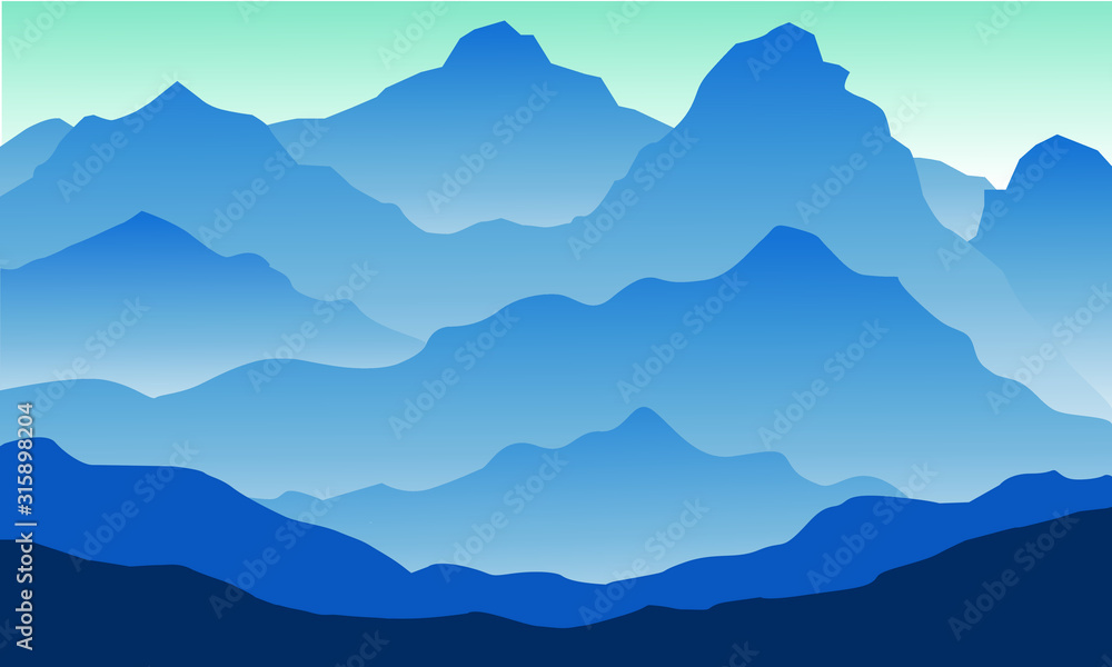 Vector illustration blue mountain landscape. Vector illustration blue mountain landscape.