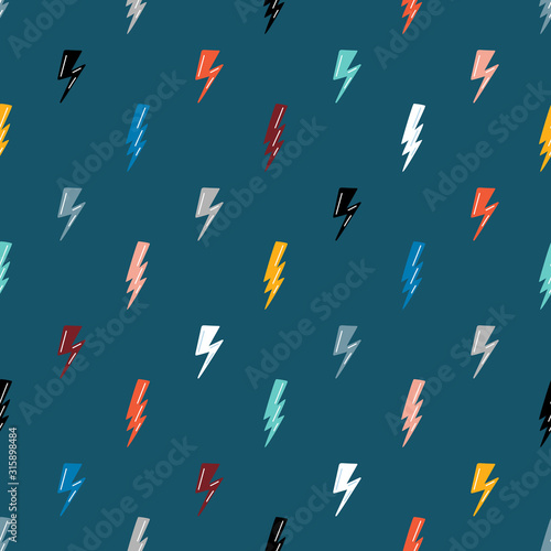 Girl Power Fashion Pattern. Lightning Bolts Vector Seamless Pattern. Background with Doodle Lightning Bolt Signs, Thunderbolts, Energy Thunder bolt, Warning Symbol illustration