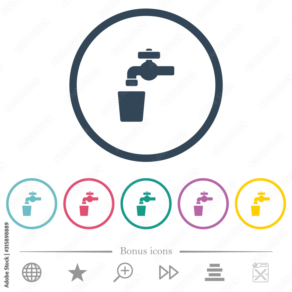 Drinking water flat color icons in round outlines Drinking water flat color icons in round outlines
