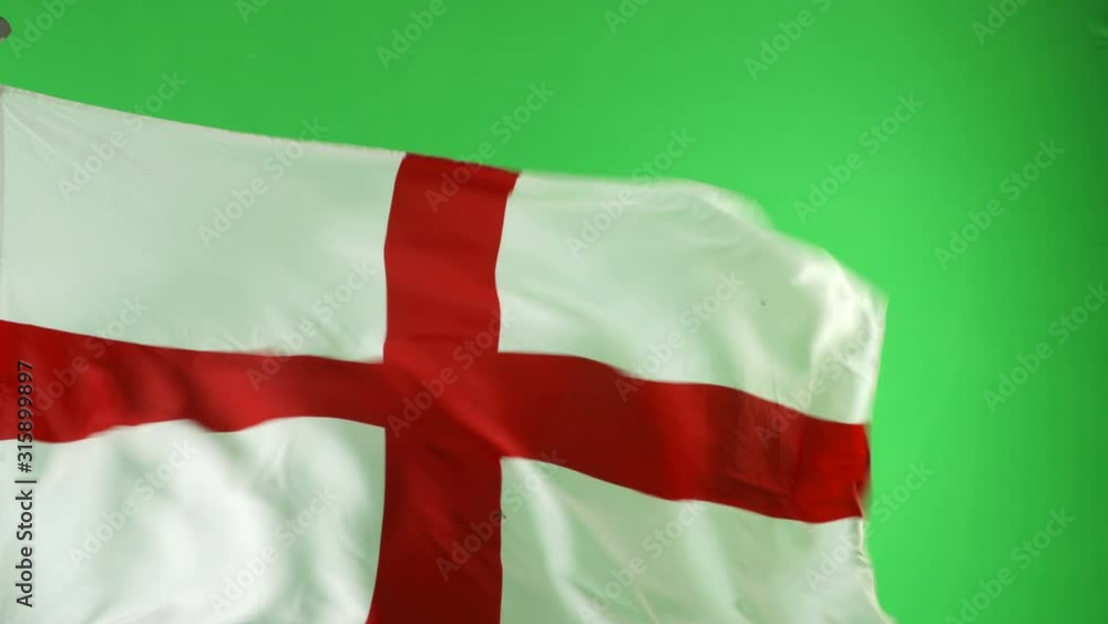 England Flag flying in front of Green Screen Chroma key - English St ...