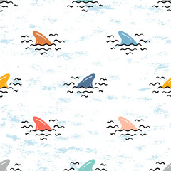 Papier peint photo Vagues de la mer patrons Feuilles de palmier tropical esquissées  © AllNikArt