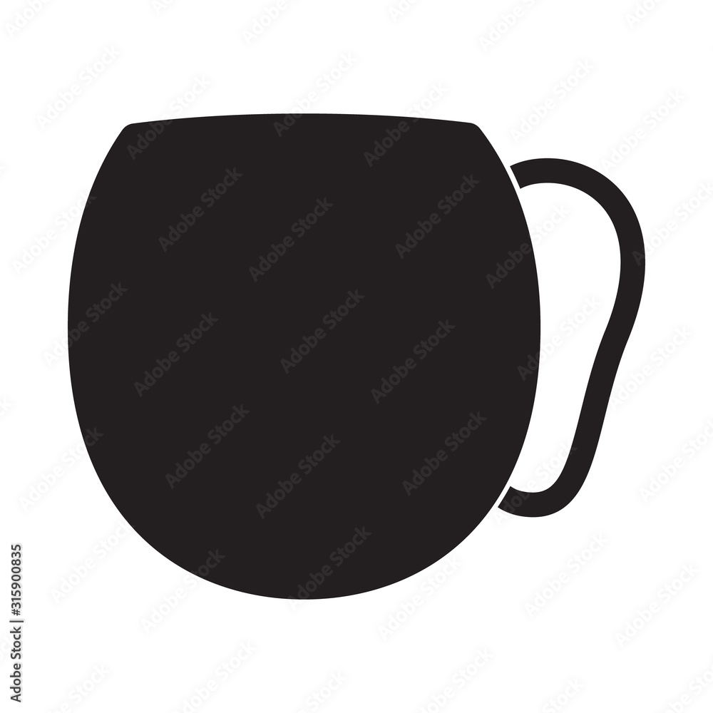 Black cup for tea and coffee icon on a white background isolate. Vector silhouette for advertising banners, business cards, packaging. Black cup for tea and coffee icon on a white background isolate. Vector silhouette for advertising banners, business cards, packaging.