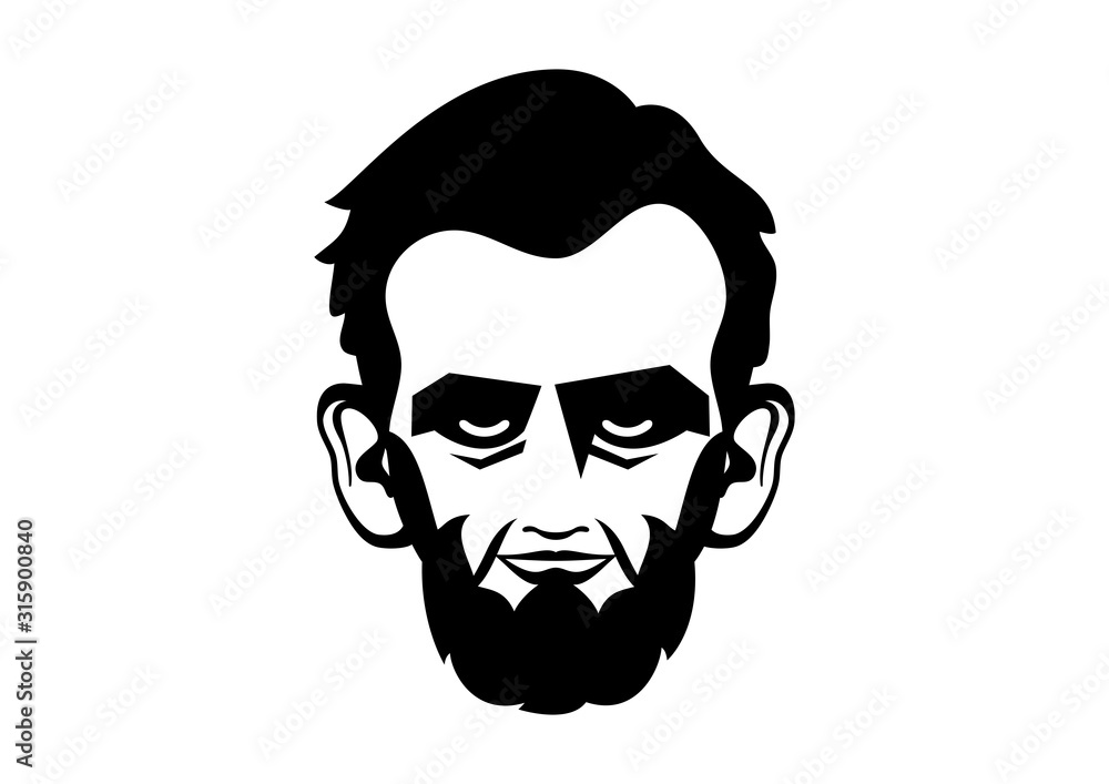 Abraham Lincoln head black silhouette icon vector. American president Abraham Lincoln abstract face vector icon. Abraham Lincoln simple graphic symbol isolated on a white background
