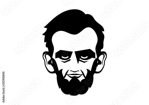 Abraham Lincoln head black silhouette icon vector. American president Abraham Lincoln abstract face vector icon. Abraham Lincoln simple graphic symbol isolated on a white background